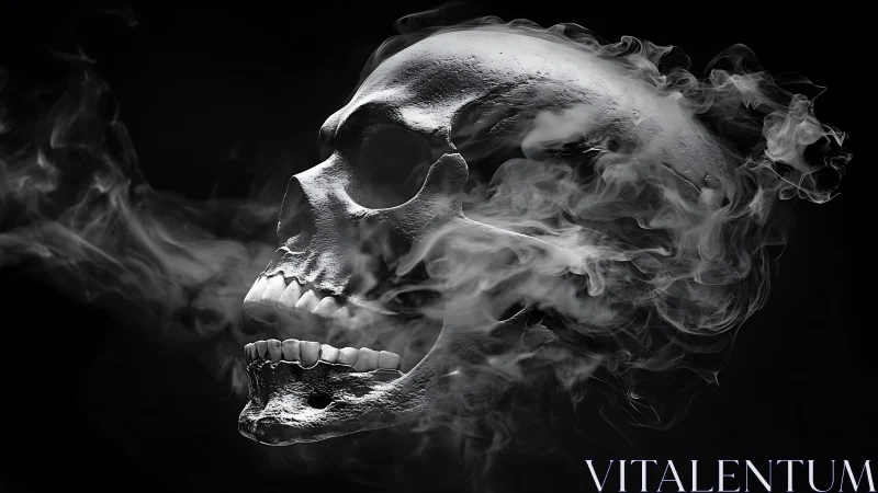Smoke-born skull drifts forward like a whispering storm