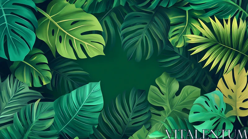 Jungle leaves quietly frame a secret emerald clearing