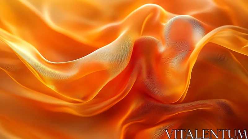 Undulating Fluid Form in Warm Color Spectrum: Rendered Digital Abstraction.