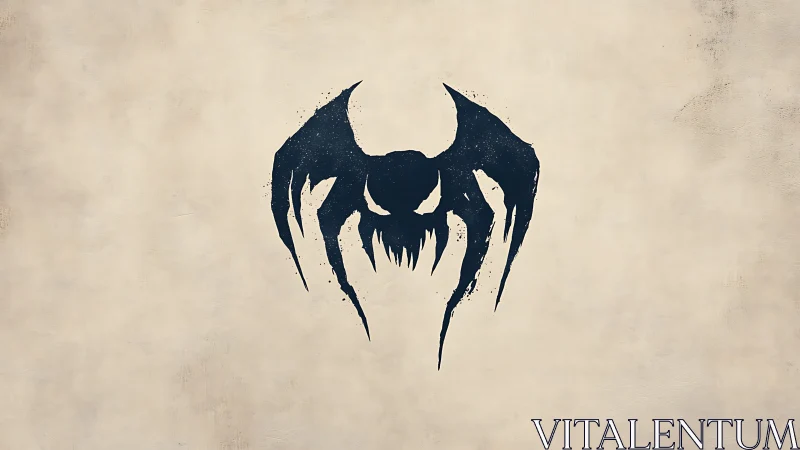 Abstract black demonic sigil centered on aged parchment