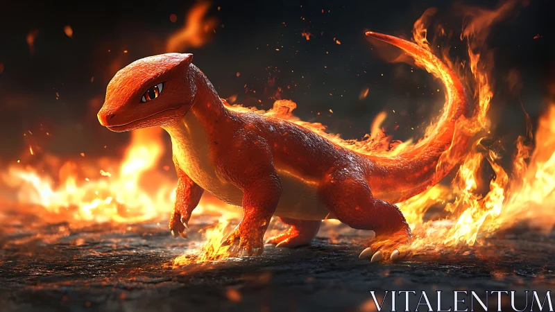 Fire-Engulfed Dragon Creature Breathing Inferno Flames