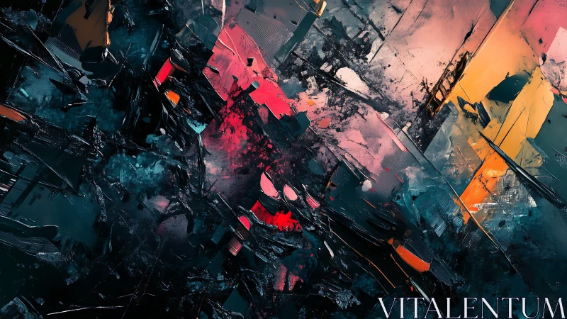 Prismatic fractured abstraction with teal, coral and ember light.