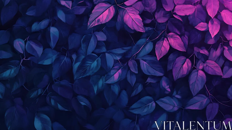Neon duotone foliage forms dense abstract botanical tapestry