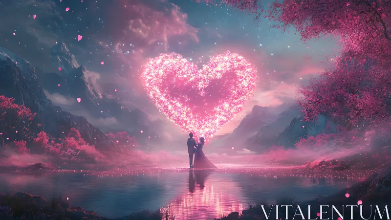 Luminous Heart Adrift: Love's Neon Sanctuary.