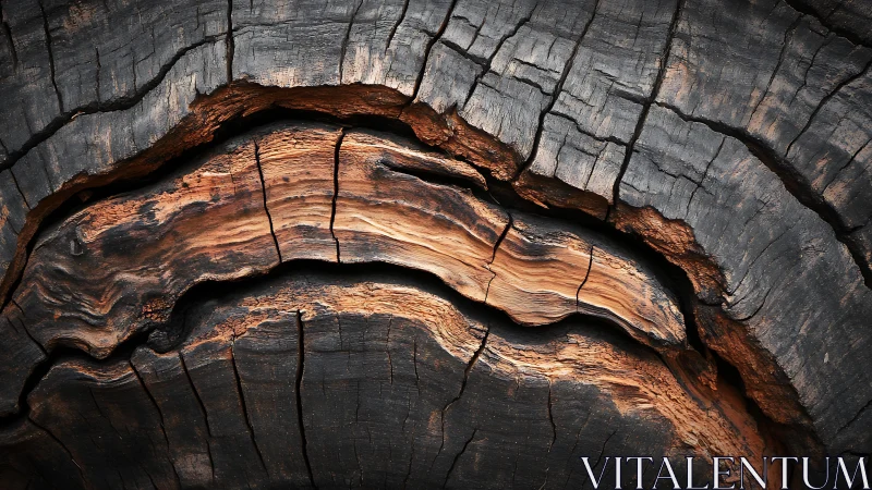 Close-up of Weathered Tree Trunk with Cracks and Natural Texture.