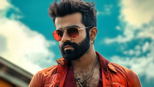 Stylized male portrait in saturated cinematic color grading.