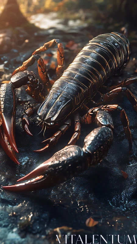 Armored scorpion rendered in cinematic macro 3D realism