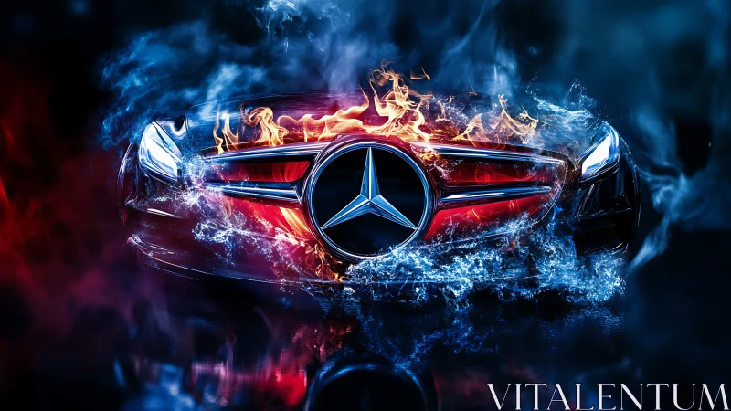 Car front grille combines fire and water visual effects
