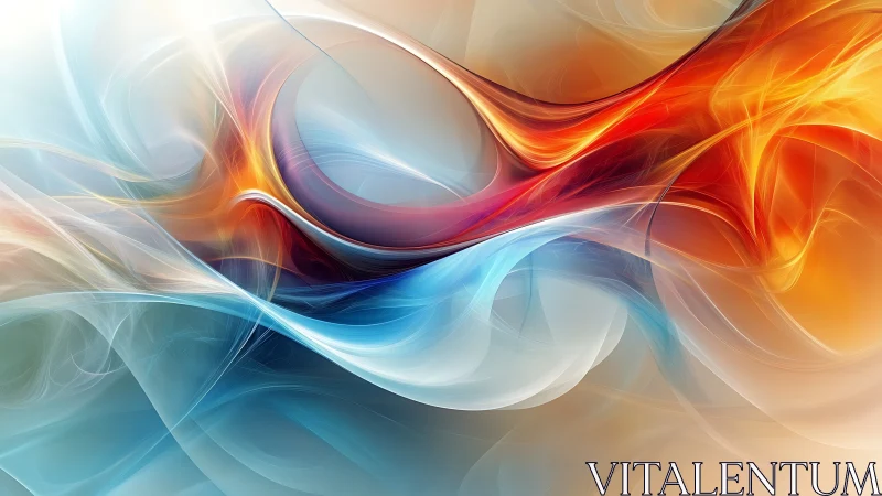 Flowing ribbons of fire and ice in gentle abstract motion.