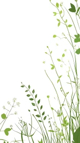 Minimal botanical border with green wildflower silhouettes.