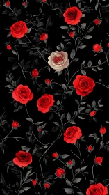 Red Roses Bloom Against Black: Nature's Bold Romance.