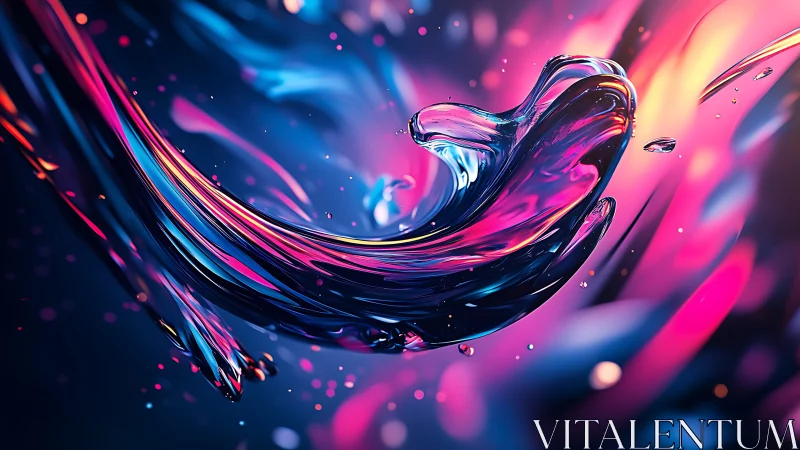 Shimmering liquid ribbons dance in glowing neon dreamlight