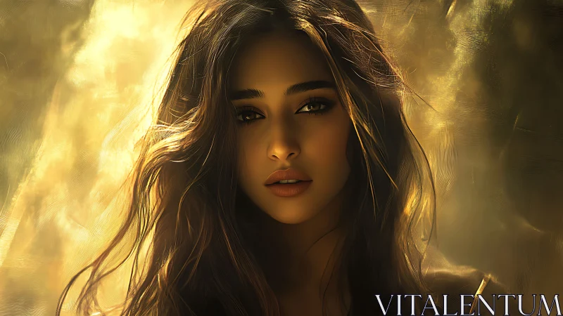 Golden backlit female portrait renders cinematic glow