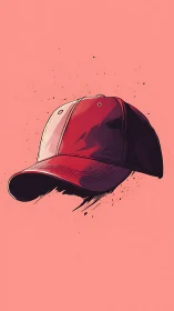 Isolated red baseball cap rendered on flat pink ground