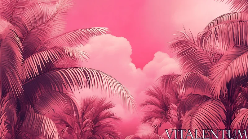 Dreamy Pink Paradise Under Tropical Palms.