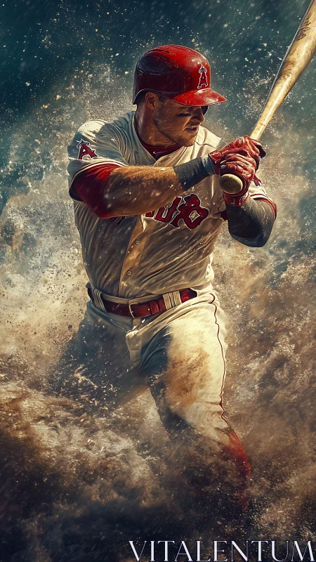 Storm-slashed slugger carves power through swirling sandstorm.