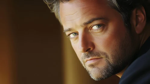 Close-cropped male portrait with shallow-depth optical rendering.