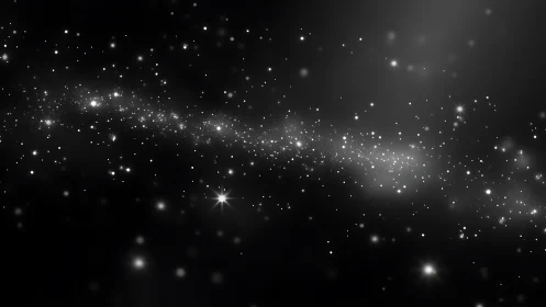 Monochrome stellar field with dense diagonal star band.