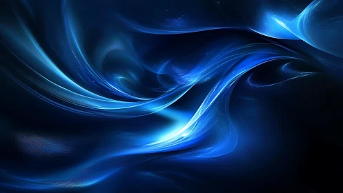 Abstract blue light waves swirling in digital art style.
