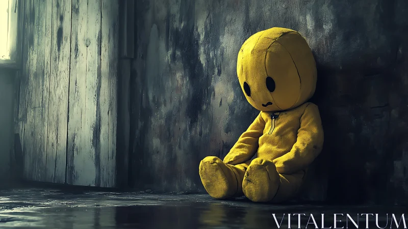 Soft yellow loner resting quietly in a weathered corner.