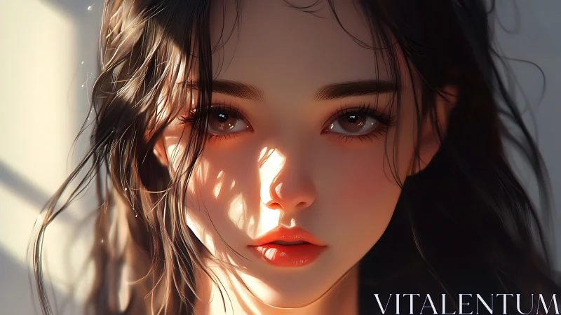 Sunlit gaze and tousled shadows on a porcelain daydream.