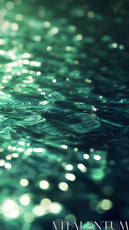 Defocused light on rippled turquoise water surface.