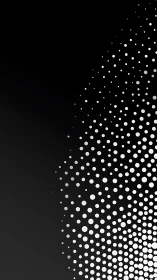 Monochrome halftone dot gradient forms diagonal field