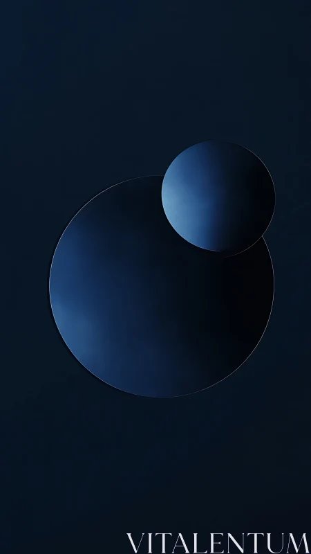 Dual overlapping dark blue discs form minimalist geometric study