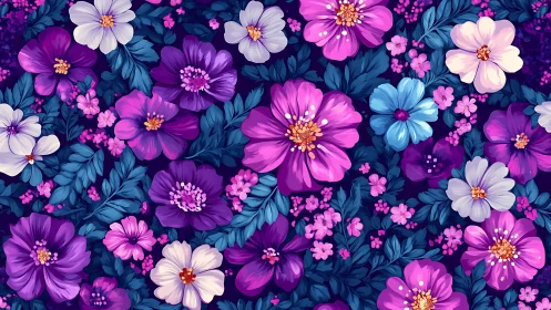 Midnight Garden Symphony: Neon Petals Bloom Eternal.