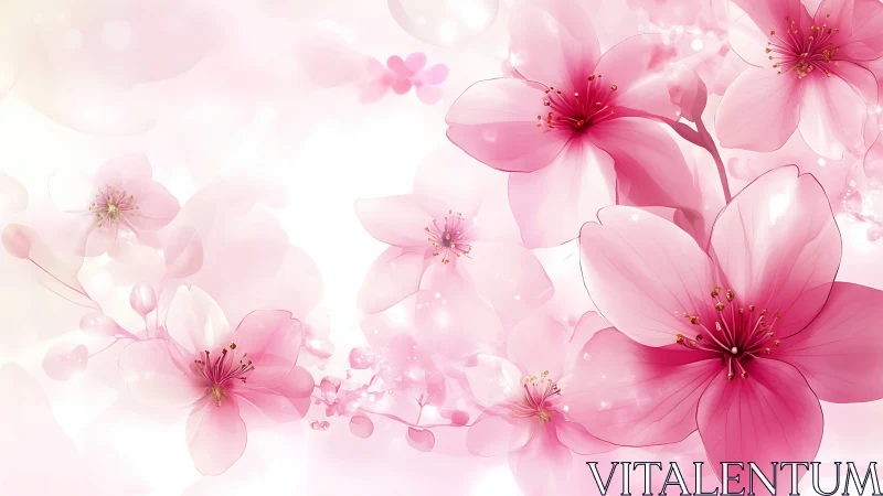 Delicate Bloom Cascade: Soft Pink Floral Reverie.