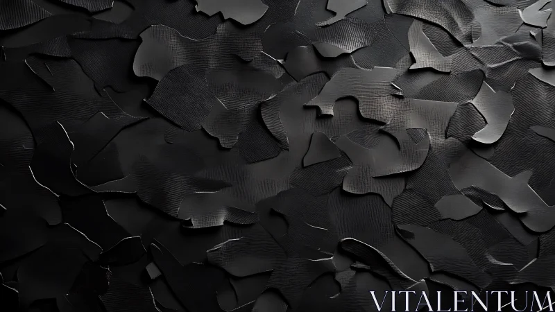 Sculpted black abstract surface ripples with muted metallic light