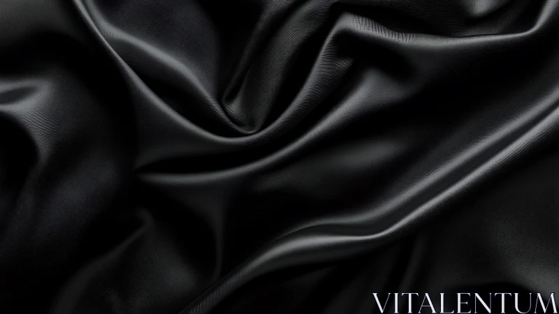 Black silk fabric with sculptural folds and light reflections.