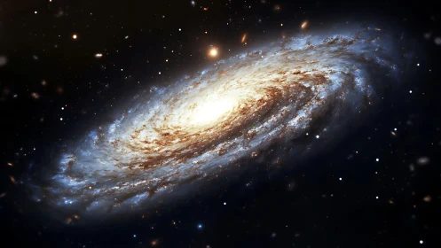 Spiral galaxy pirouettes through velvet space in starlit bloom