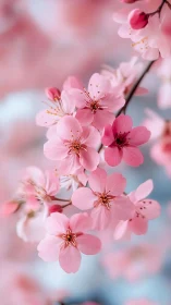 Pink flowering tree blossoms captured with shallow depth of field