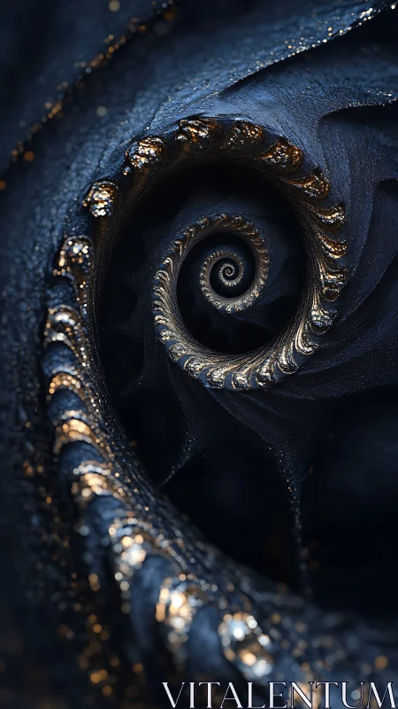 Golden spiral depths curl into a calm, mysterious night