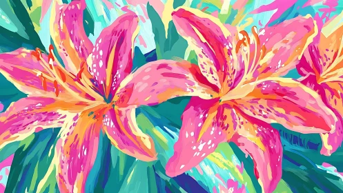 Vibrant Tropical Blooms Dance with Joy.