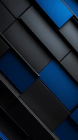 Layered blue and black panels form sleek geometric depth.