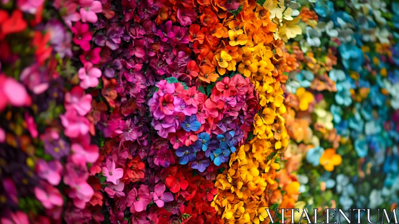 Heart of petals glowing in a cascading rainbow bloomscape.