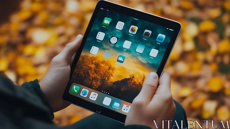 Autumn's Portal: iPad Home Screen Held Aloft.