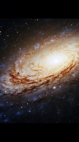 Spiral galaxy glows in dense starfield of deep space
