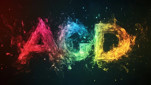 Explosive multicolor AGD typography on dark backdrop.