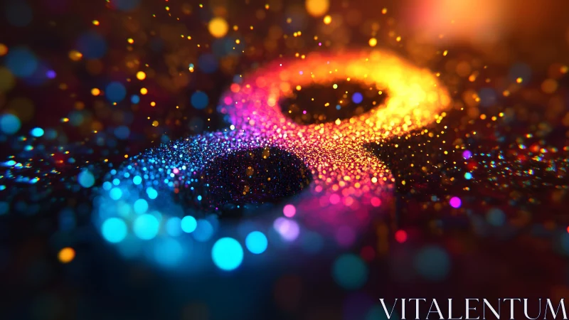 Vibrant Number Eight Made of Colorful Glowing Particles in Abstract Style.