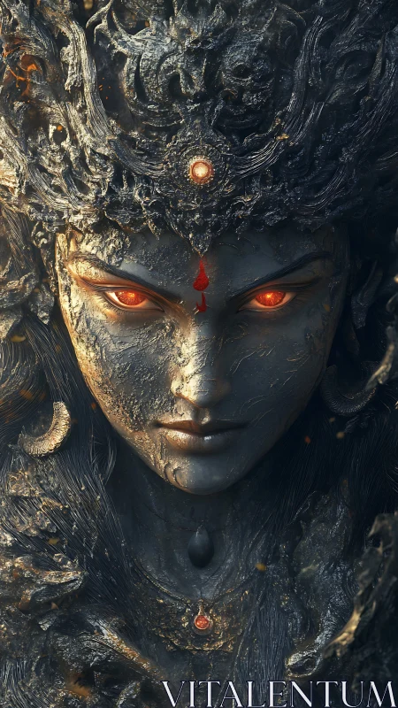 Ember eyed stone goddess quietly rearranges the night