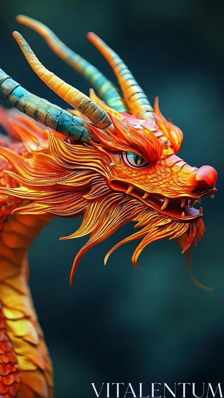 Rendered orange dragon head displays detailed scaled structure