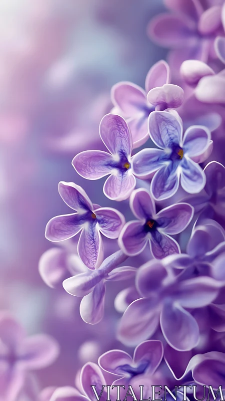 Violet Lilac Florets with Selective Focus and Luminescent Petal Structure.