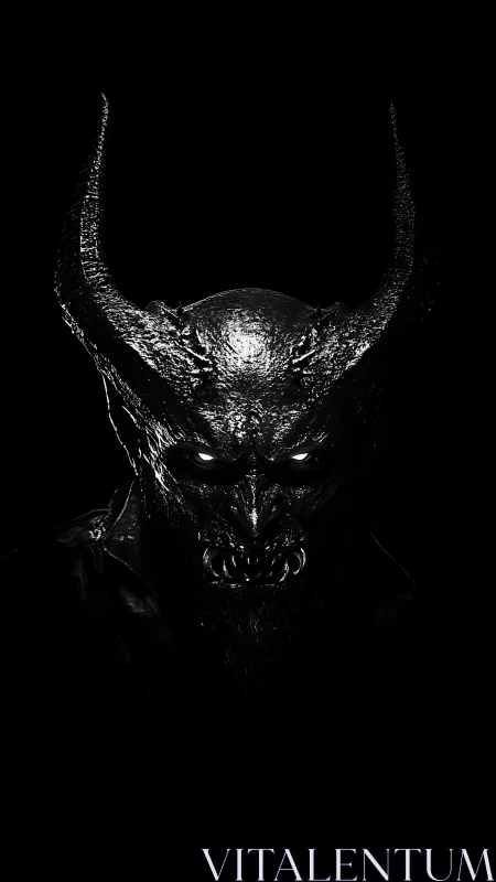 Specular-lit demonic bust with horned exoskeletal cranial plating