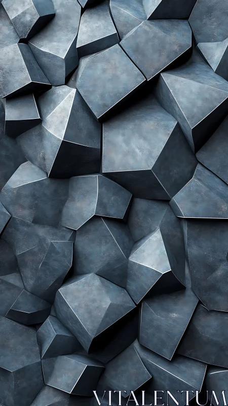Geometric stone blocks interlock to form a bold 3D wall
