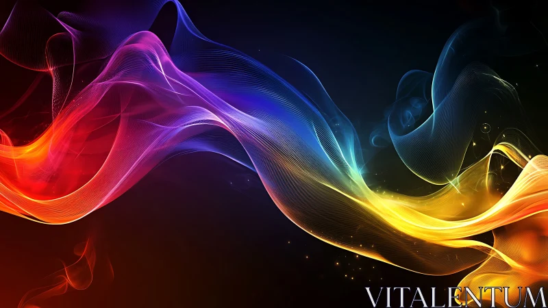 Multicolored light waveforms traverse a dark digital field