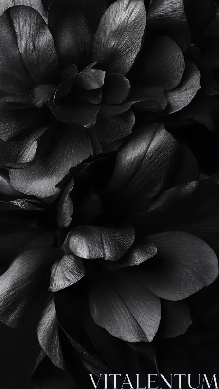 Black and white floral study. Dramatic chiaroscuro petals.