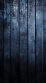 Vertical dark metal panels with textured blue surface.